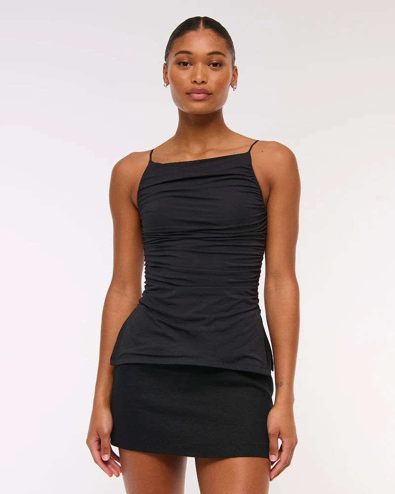 The A&F Scarlett Curve Love Linen-Blend Mini Skort