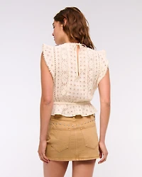 Mid Rise Studded Denim Mini Skirt