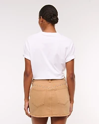 Curve Love Mid Rise Denim Studded Mini Skirt