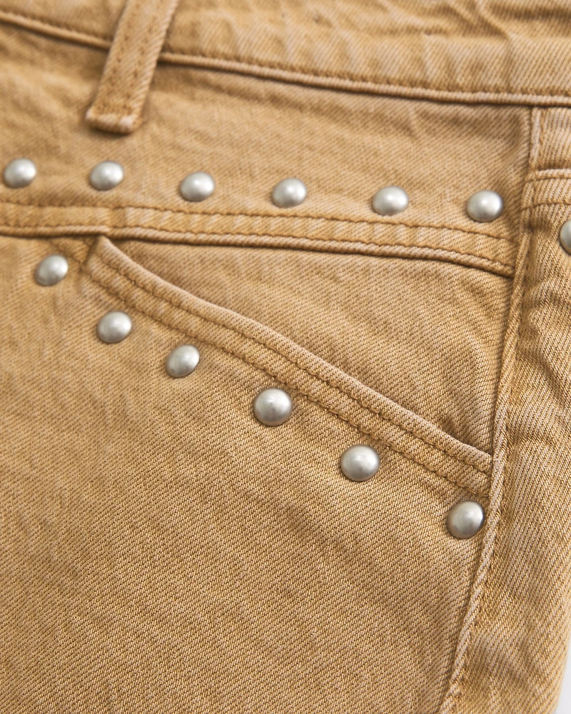 Curve Love Mid Rise Denim Studded Mini Skirt