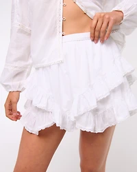 High Rise Layered Ruffle Mini Skort