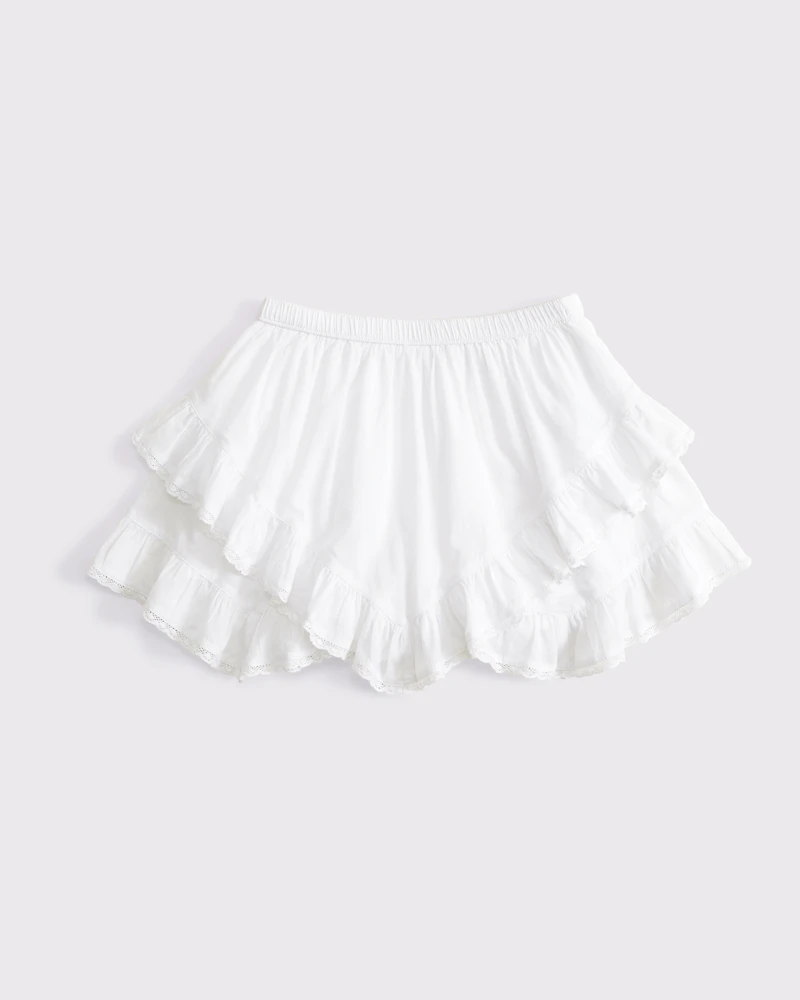 High Rise Layered Ruffle Mini Skort
