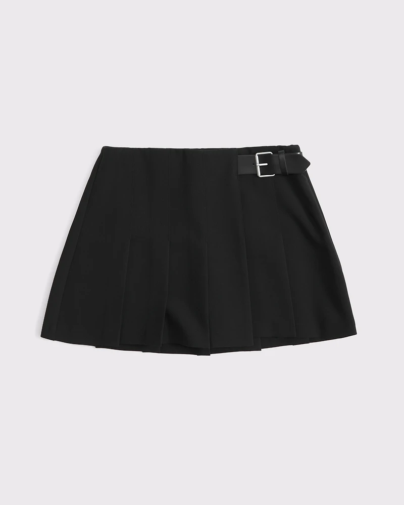 Hardware Pleated Wrap Mini Skort