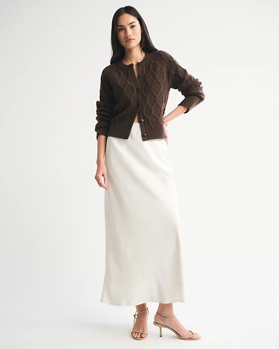 High Rise Satin Maxi Skirt