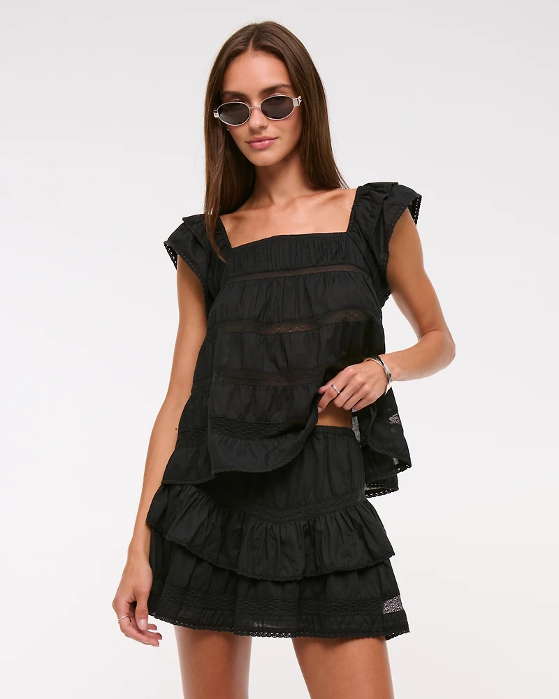 High Rise Drop-Waist Mini Skort