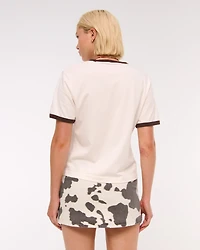 Mid Rise Belted Denim Mini Skort