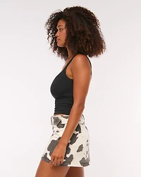 Curve Love Mid Rise Belted Denim Mini Skort