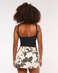 Curve Love Mid Rise Belted Denim Mini Skort