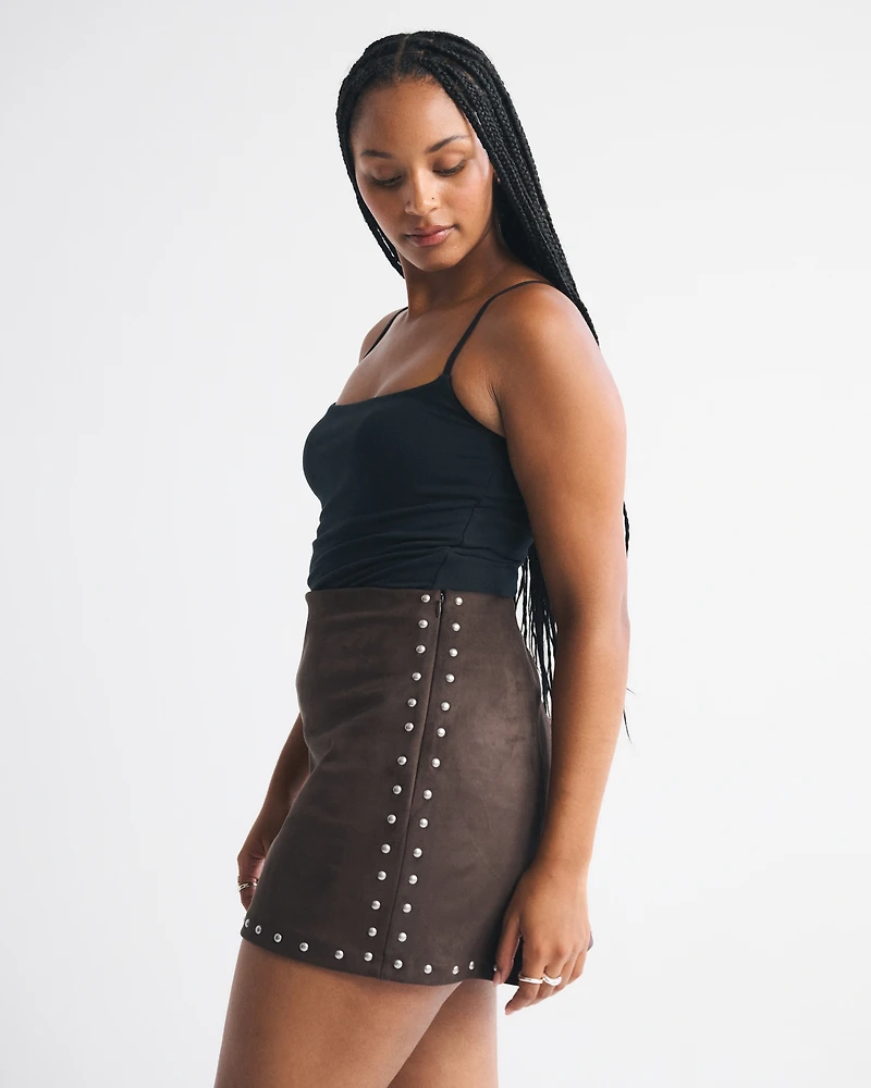 The A&F Scarlett Curve Love Vegan Suede Mini Skort