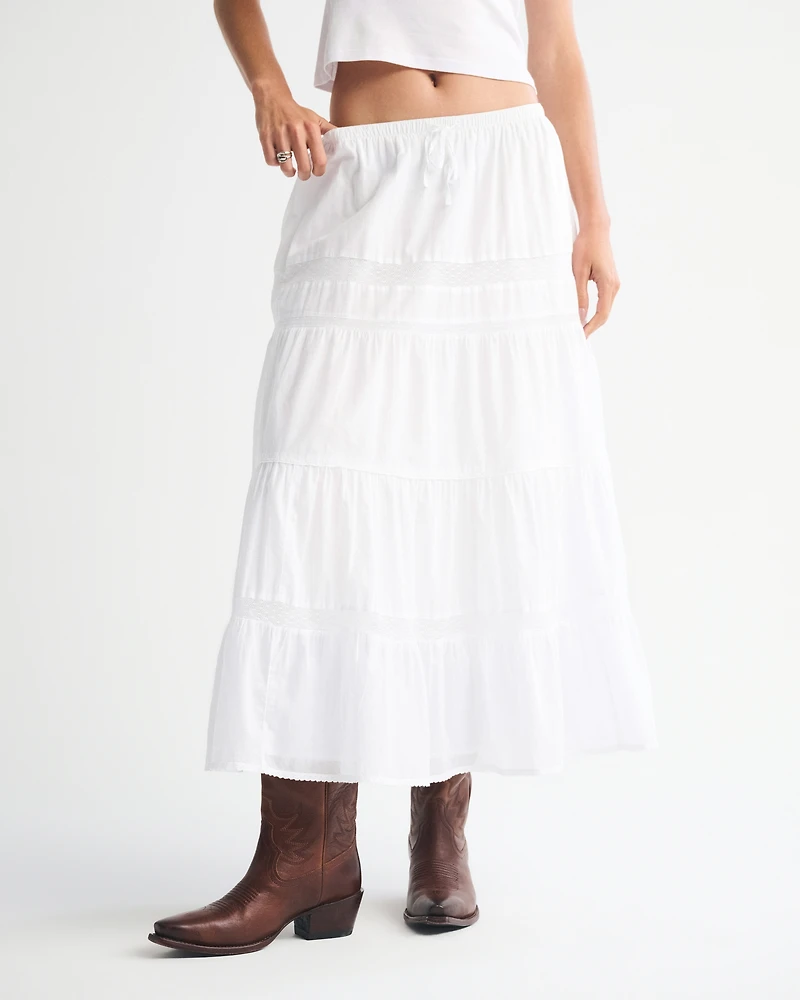 Tie-Waist Tiered Maxi Skirt