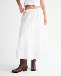 Tie-Waist Tiered Maxi Skirt