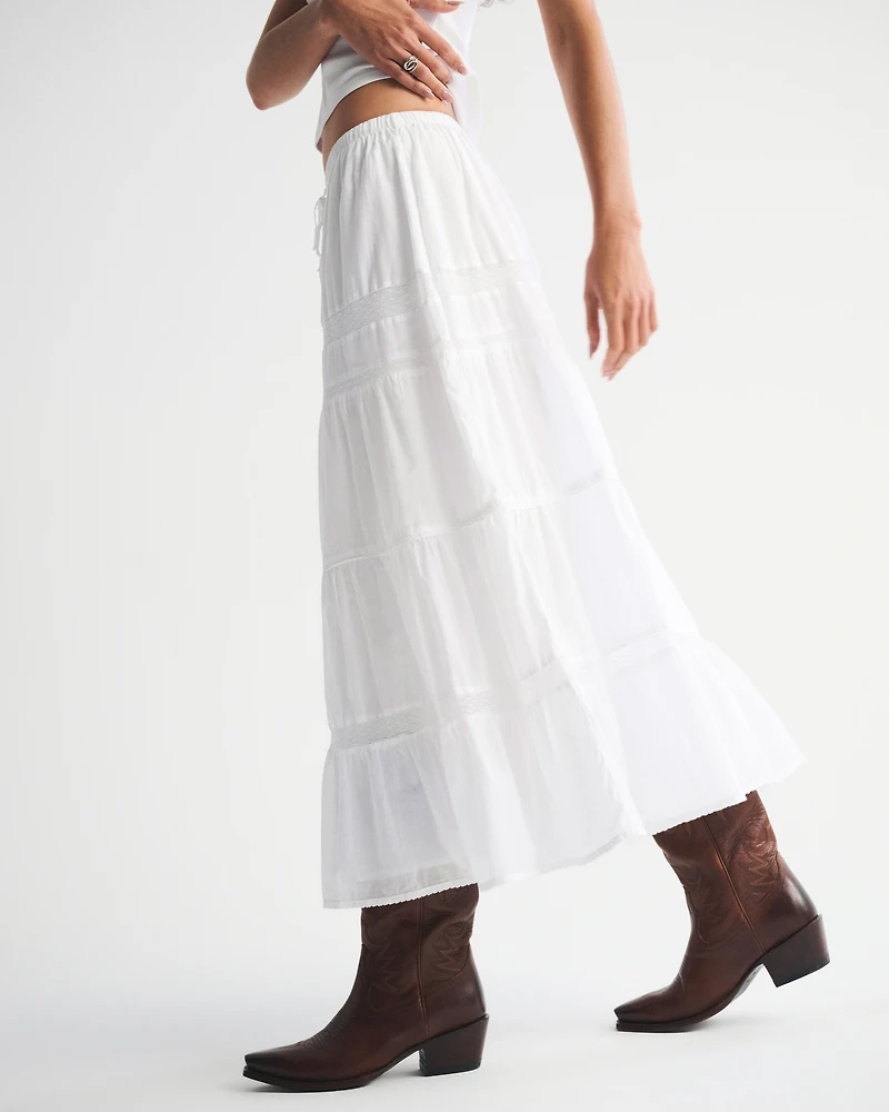 Tie-Waist Tiered Maxi Skirt
