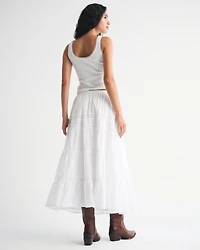 Tie-Waist Tiered Maxi Skirt