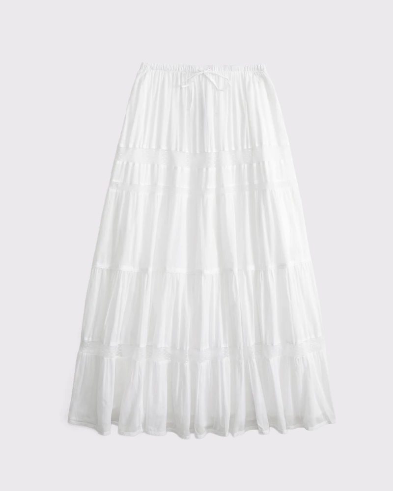 Tie-Waist Tiered Maxi Skirt