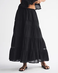 Tie-Waist Tiered Maxi Skirt