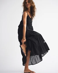 Tie-Waist Tiered Maxi Skirt