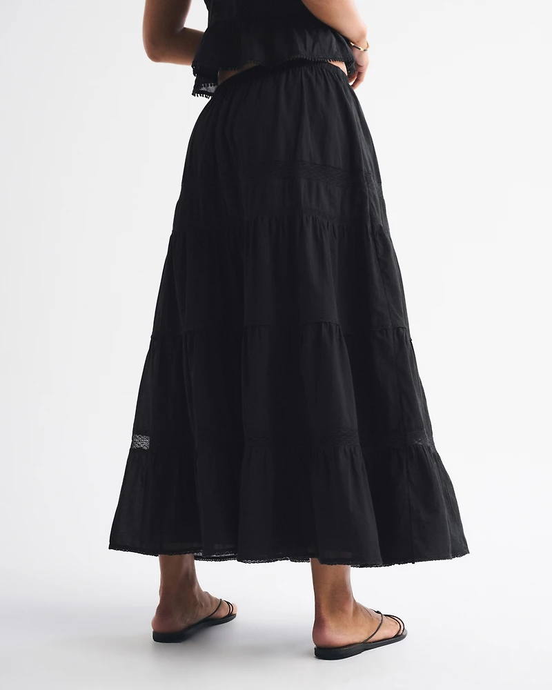 Tie-Waist Tiered Maxi Skirt