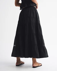 Tie-Waist Tiered Maxi Skirt