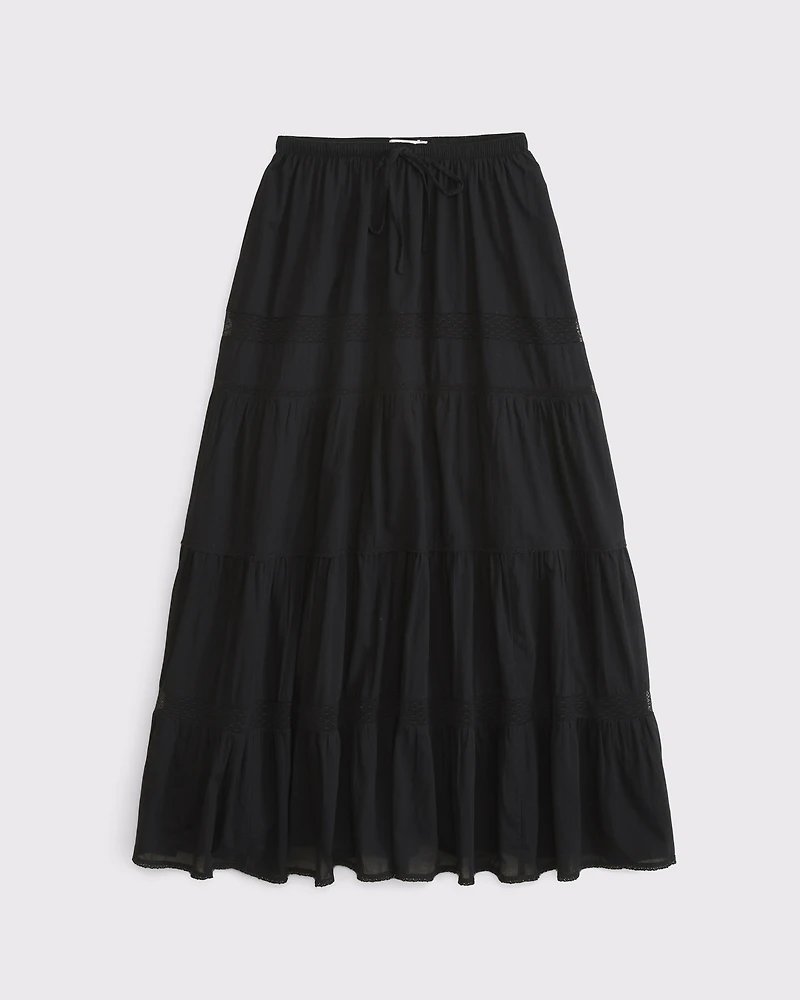 Tie-Waist Tiered Maxi Skirt