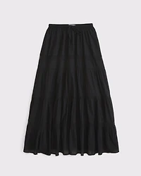 Tie-Waist Tiered Maxi Skirt