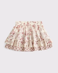 High Rise Lace-Trim Ruffle Mini Skort