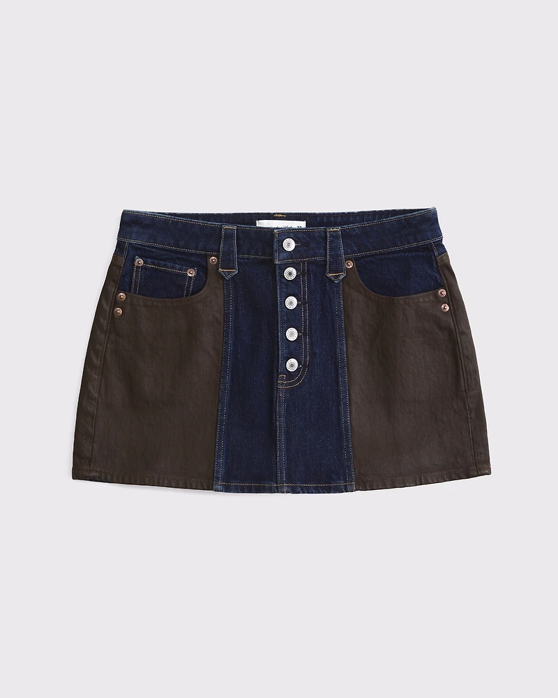Curve Love Mixed Fabric Denim Mini Skirt