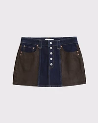 Curve Love Mixed Fabric Denim Mini Skirt