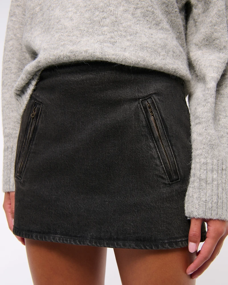The A&F Scarlett Mid Rise Denim Micro Skort