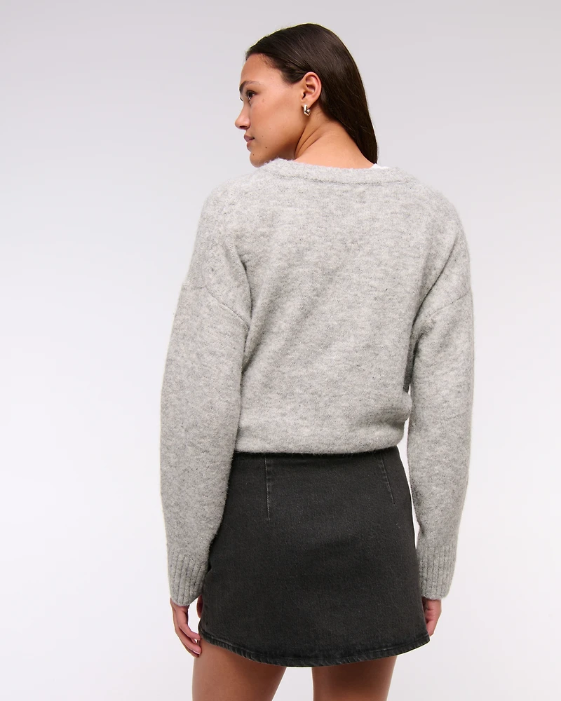 The A&F Scarlett Mid Rise Denim Micro Skort