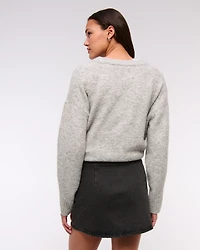 The A&F Scarlett Mid Rise Denim Micro Skort