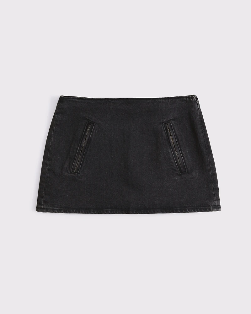 The A&F Scarlett Mid Rise Denim Micro Skort
