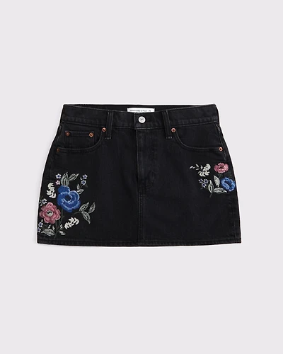 Mid Rise 5-Pocket Denim Mini Skort