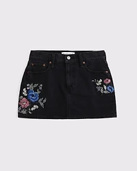Mid Rise 5-Pocket Denim Mini Skort