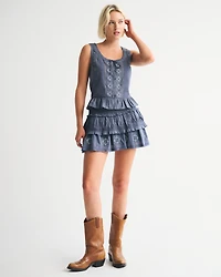 High Rise Boho Mini Skort