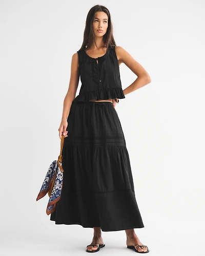 High Rise Pull-On Boho Maxi Skirt
