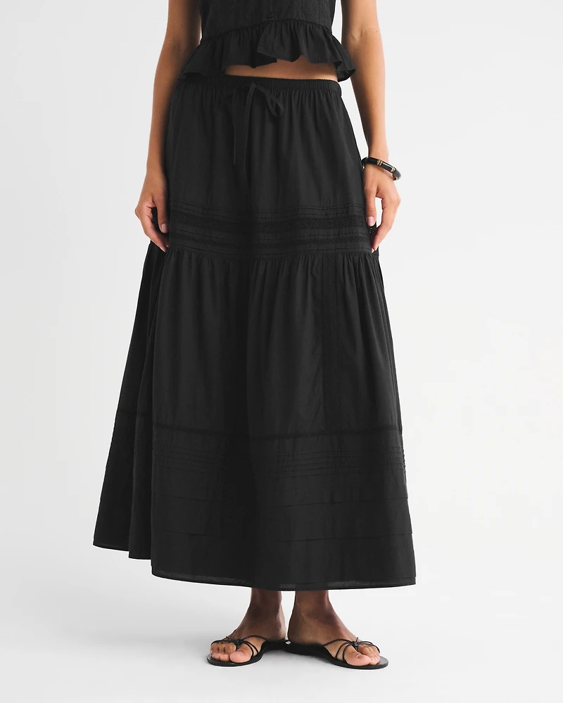 High Rise Pull-On Boho Maxi Skirt