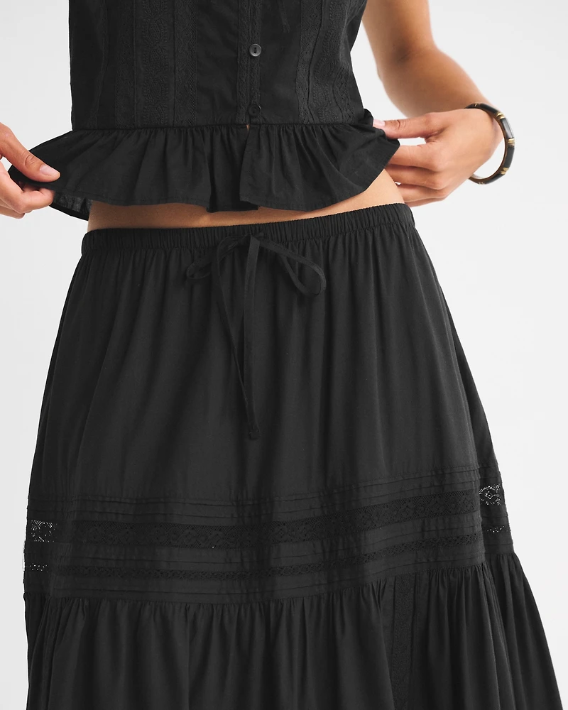 High Rise Pull-On Boho Maxi Skirt