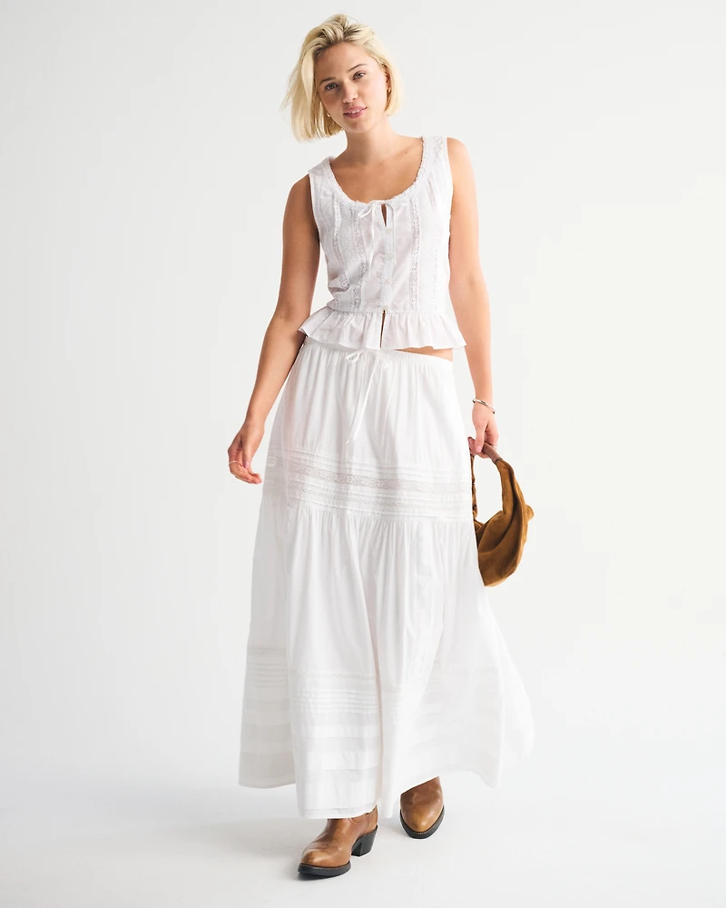 High Rise Pull-On Boho Maxi Skirt