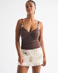 The A&F Scarlett Curve Love Linen-Blend Mini Skort