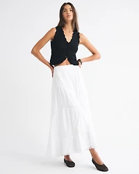 High Rise Drop-Waist Boho Maxi Skirt
