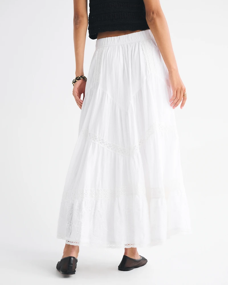 High Rise Drop-Waist Boho Maxi Skirt