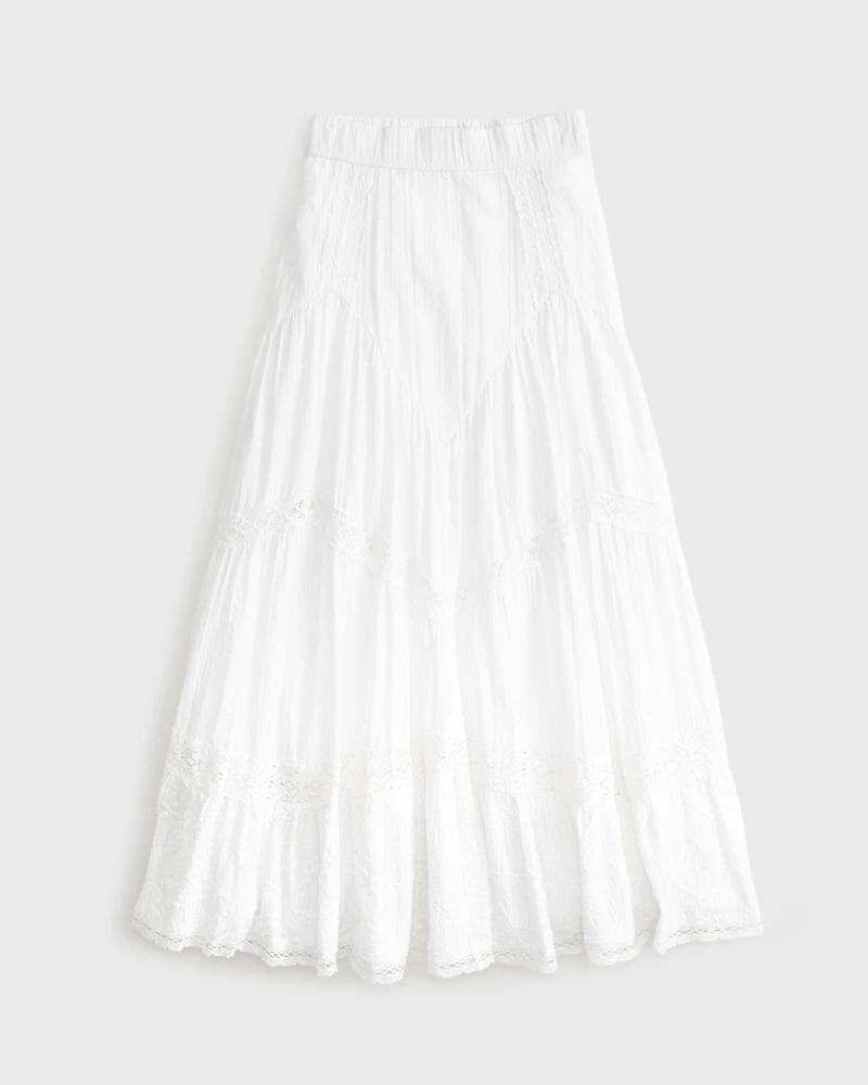 High Rise Drop-Waist Boho Maxi Skirt