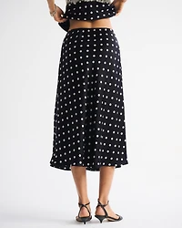 High Rise Satin Midi Skirt
