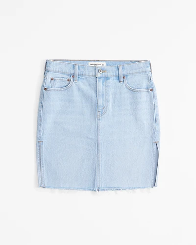 Mid Rise Denim Pencil Midi Skirt