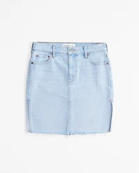 Mid Rise Denim Pencil Midi Skirt