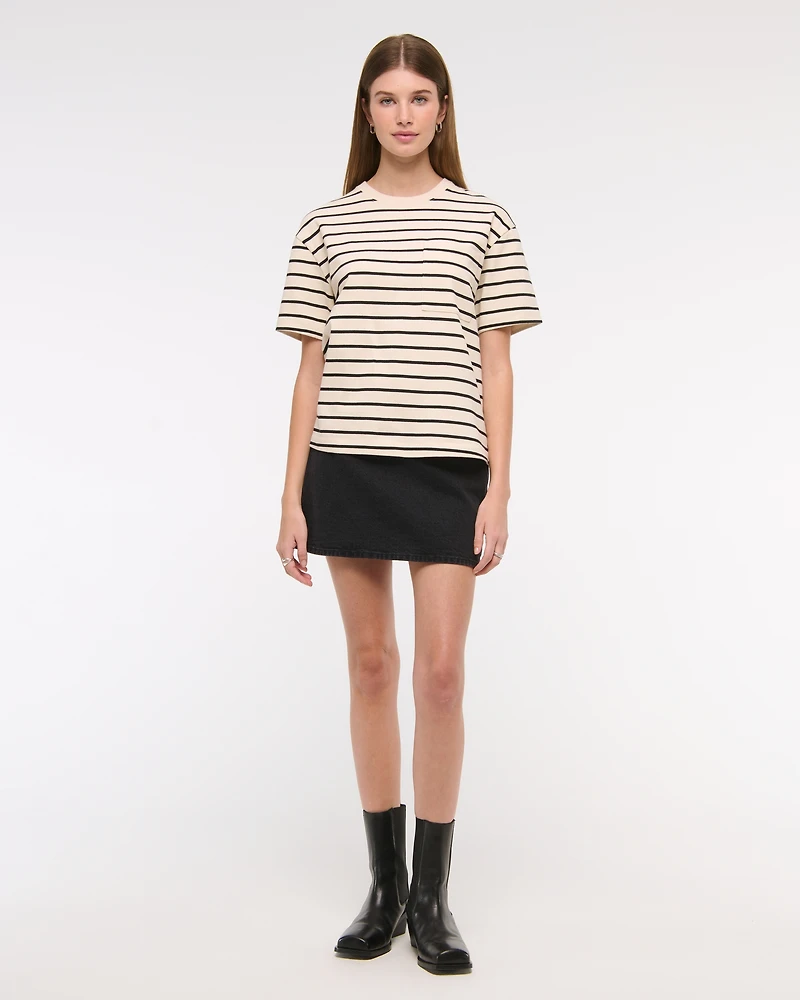 The A&F Scarlett Mid Rise Denim Mini Skort