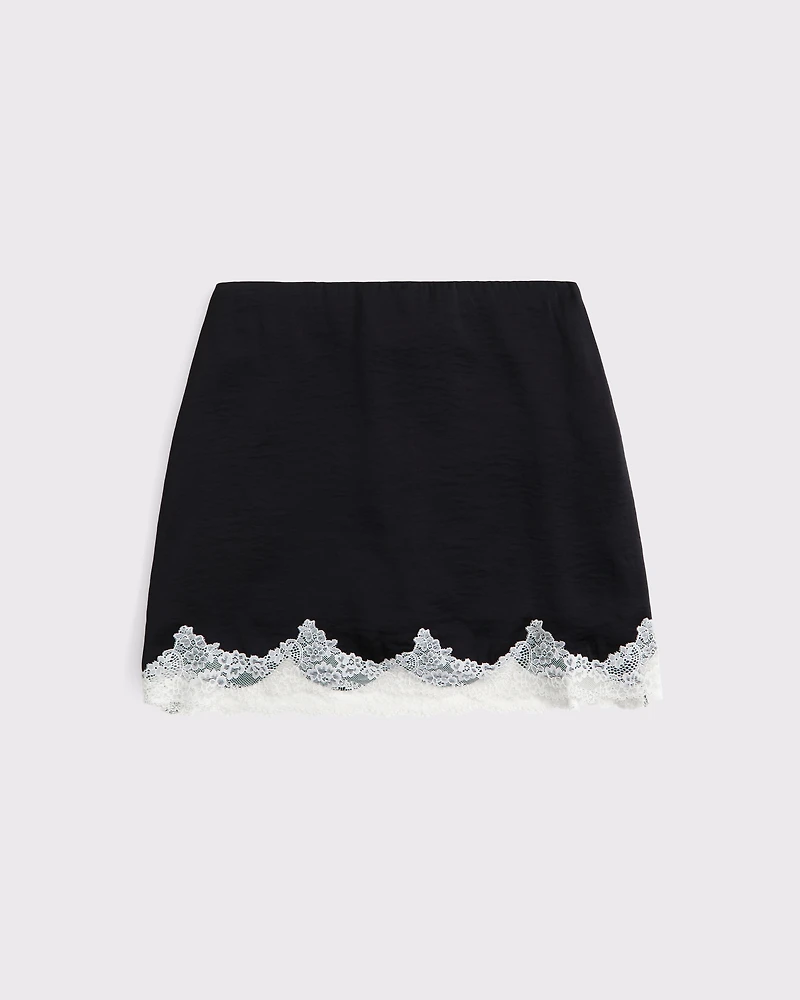 Ultra High Rise Lace & Satin Mini Skort