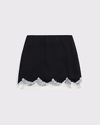 Ultra High Rise Lace & Satin Mini Skort