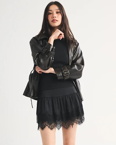 Lace-Trim Boho Mini Skort