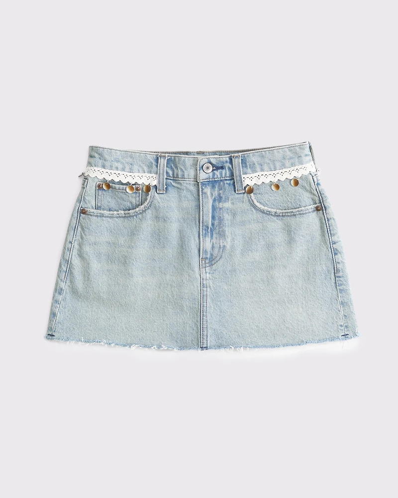 Mid Rise Denim Mini Skirt